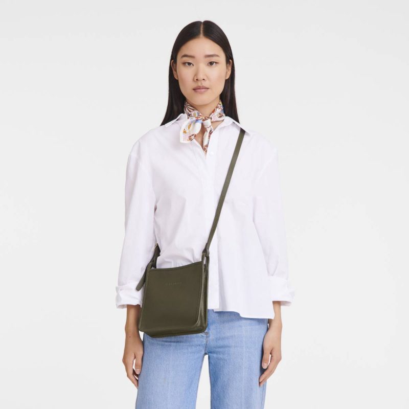Le Foulonné S Crossbody Bag Khaki - Leather Leather Bags Khaki Longchamp Women - Image 2