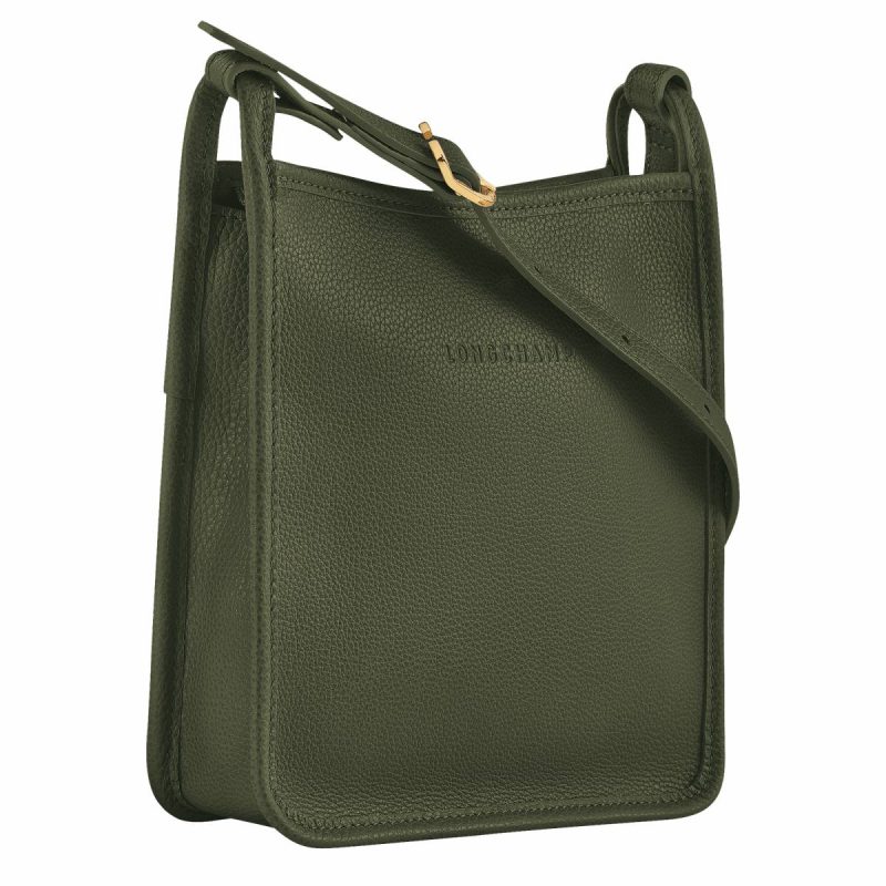 Le Foulonné S Crossbody Bag Khaki - Leather Leather Bags Khaki Longchamp Women - Image 3