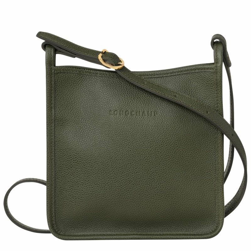 Le Foulonné S Crossbody Bag Khaki - Leather Leather Bags Khaki Longchamp Women