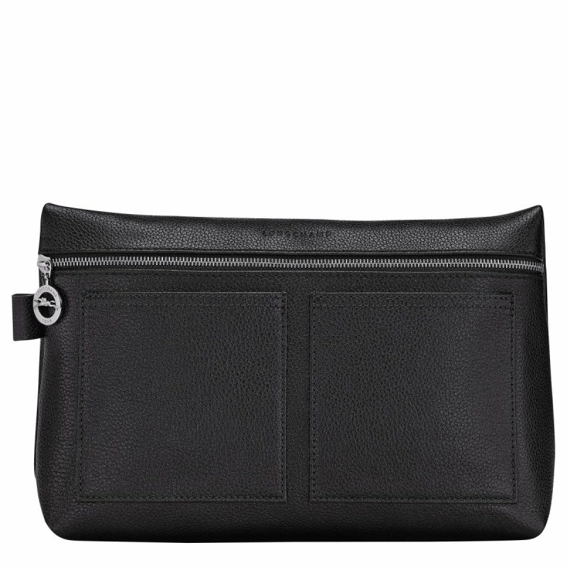 Le Foulonné Toiletry Case Black - Leather Women Longchamp Black Toiletry Bags