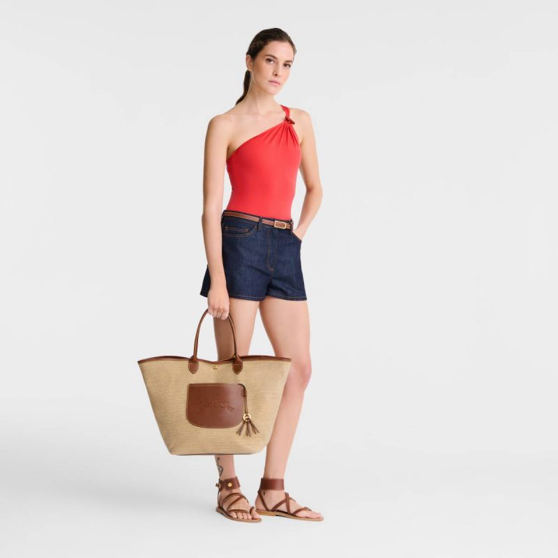 Le Pliage Collection L Basket Bag Brown - Canvas Brown Women Longchamp Shoulder Bags - Image 2