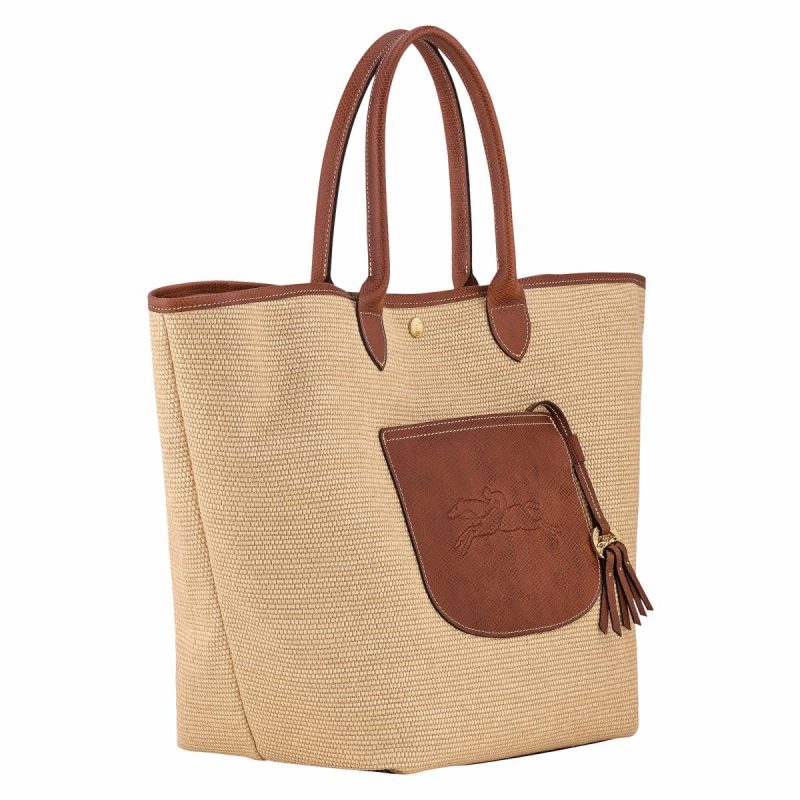 Le Pliage Collection L Basket Bag Brown - Canvas Brown Women Longchamp Shoulder Bags - Image 3
