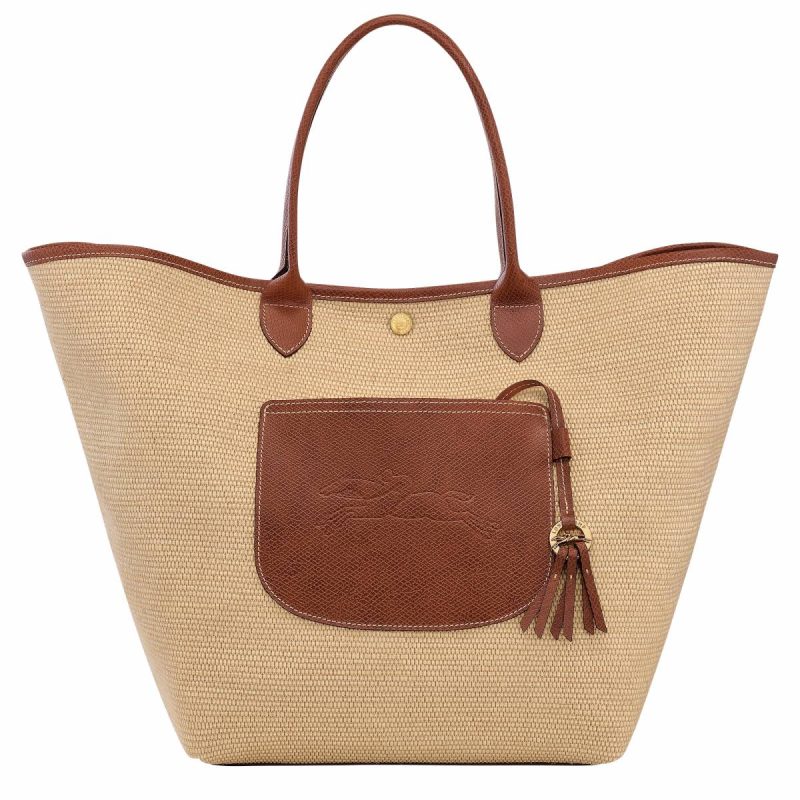 Le Pliage Collection L Basket Bag Brown - Canvas Brown Women Longchamp Shoulder Bags