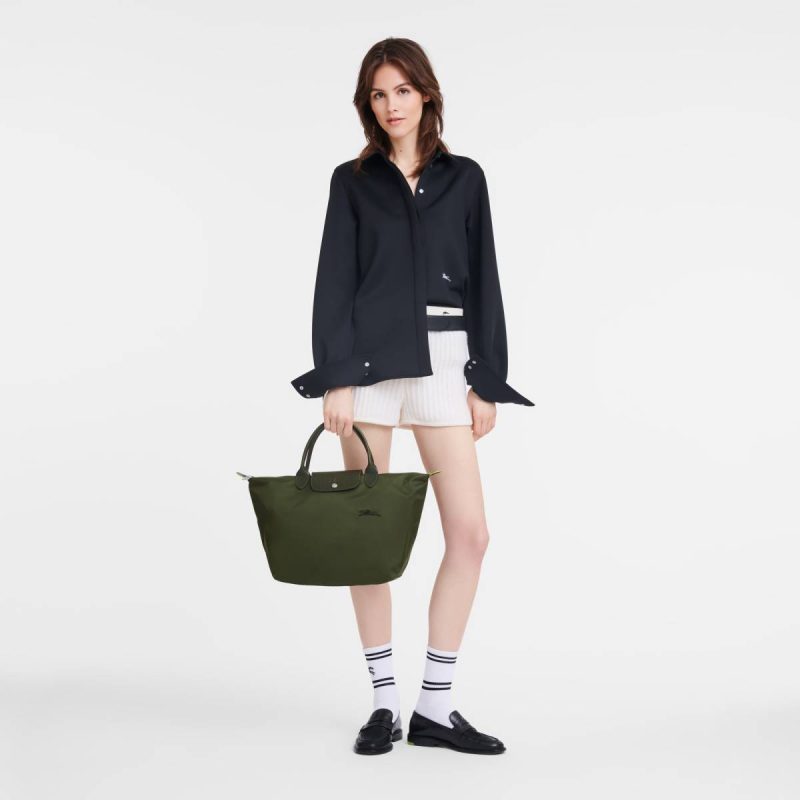 Le Pliage Green M Handbag Forest - Recycled Canvas Longchamp Handbags Women Forest