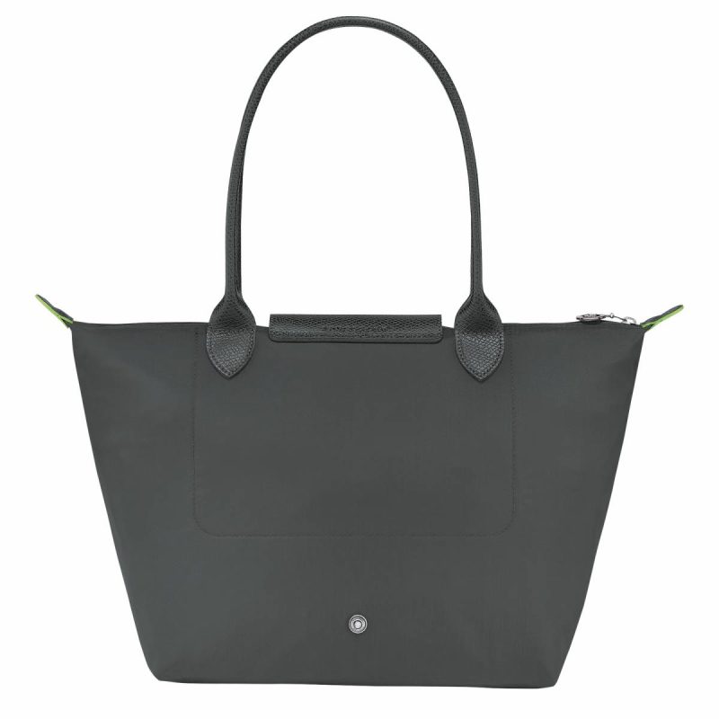 Le Pliage Green M Tote Bag Graphite - Recycled Canvas Shoulder Bags Longchamp Graphite Women - Image 3