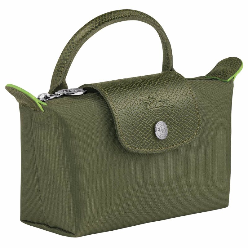 Le Pliage Green Pouch With Handle Forest - Recycled Canvas Women Pouches & Cases Longchamp Forest - Image 2