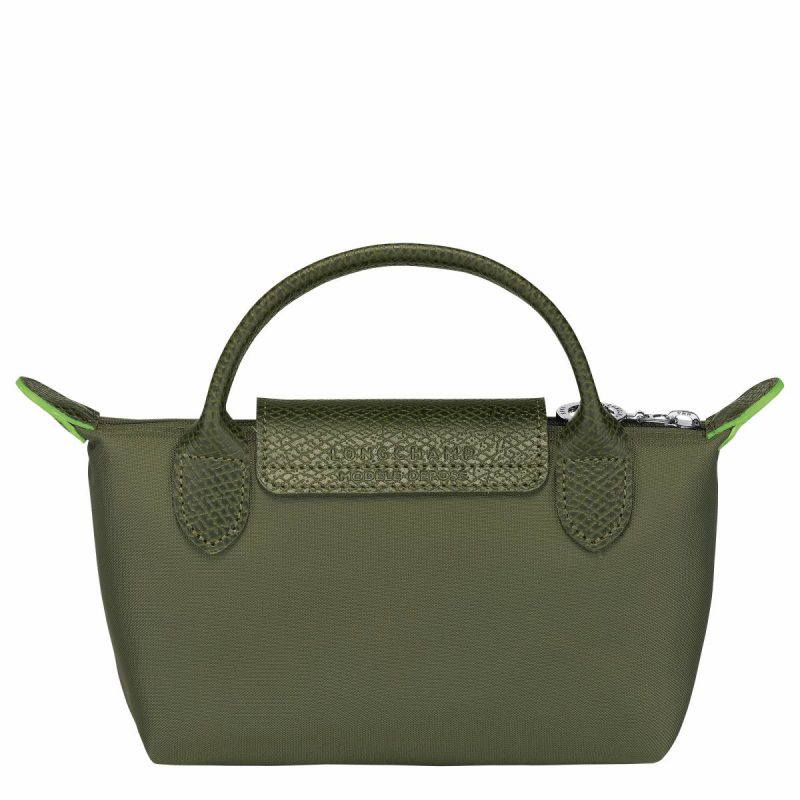 Le Pliage Green Pouch With Handle Forest - Recycled Canvas Women Pouches & Cases Longchamp Forest - Image 3