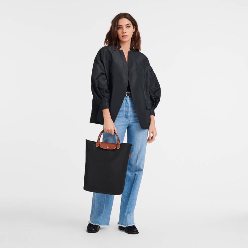 Le Pliage Original M Tote Bag Black - Canvas Women Longchamp Black Handbags - Image 2
