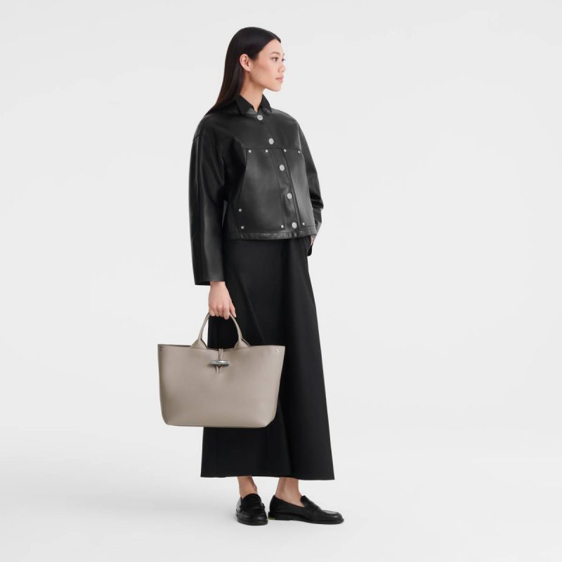 Le Roseau L Handbag Clay - Leather Leather Bags Longchamp Women Clay - Image 2