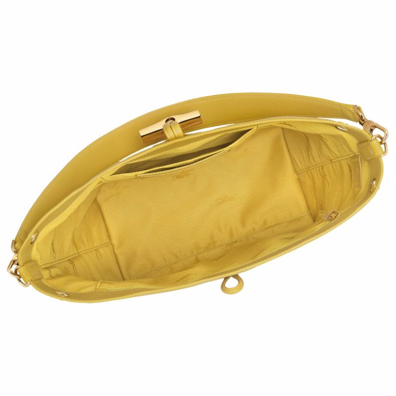 Le Roseau M Hobo Bag Ginger - Leather Ginger Women Longchamp Leather Bags - Image 5