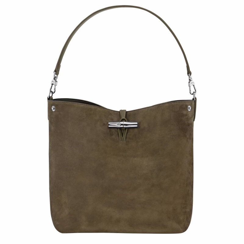 Le Roseau M Hobo Bag Olive - Leather Olive Women Longchamp Leather Bags