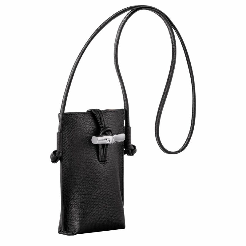 Le Roseau Phone Case Black - Leather Longchamp Black Phone Cases Women - Image 3