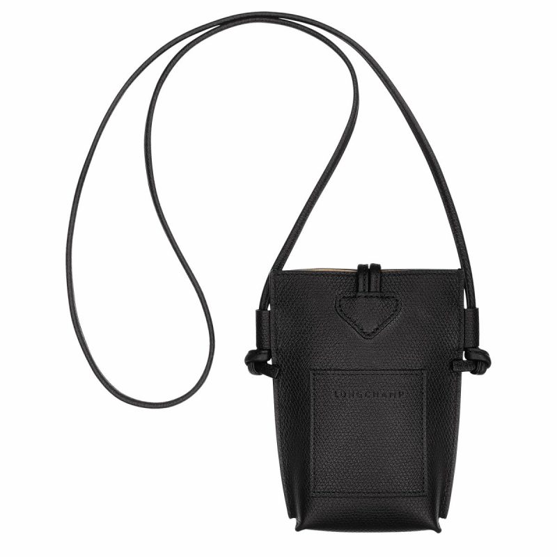 Le Roseau Phone Case Black - Leather Longchamp Black Phone Cases Women - Image 4
