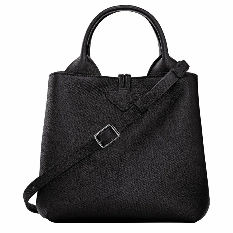 Le Roseau S Handbag Black - Leather Longchamp Black Leather Bags Women - Image 4