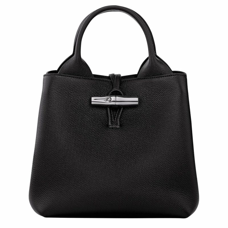 Le Roseau S Handbag Black - Leather Longchamp Black Leather Bags Women