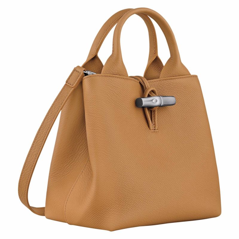 Le Roseau S Handbag Walnut - Leather Walnut Women Longchamp Leather Bags - Image 3