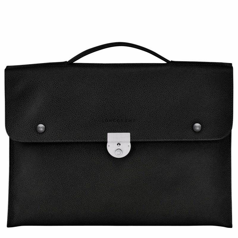 Leather Bags Black Le Foulonné S Briefcase Black - Leather Women Longchamp