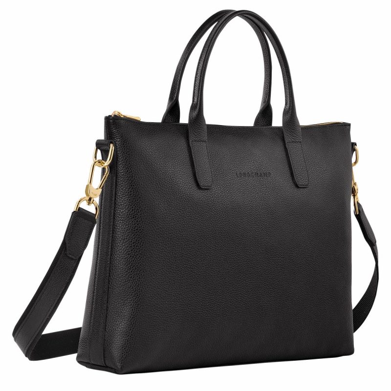 Leather Bags Longchamp Black Le Foulonné S Briefcase Black - Leather Women - Image 3