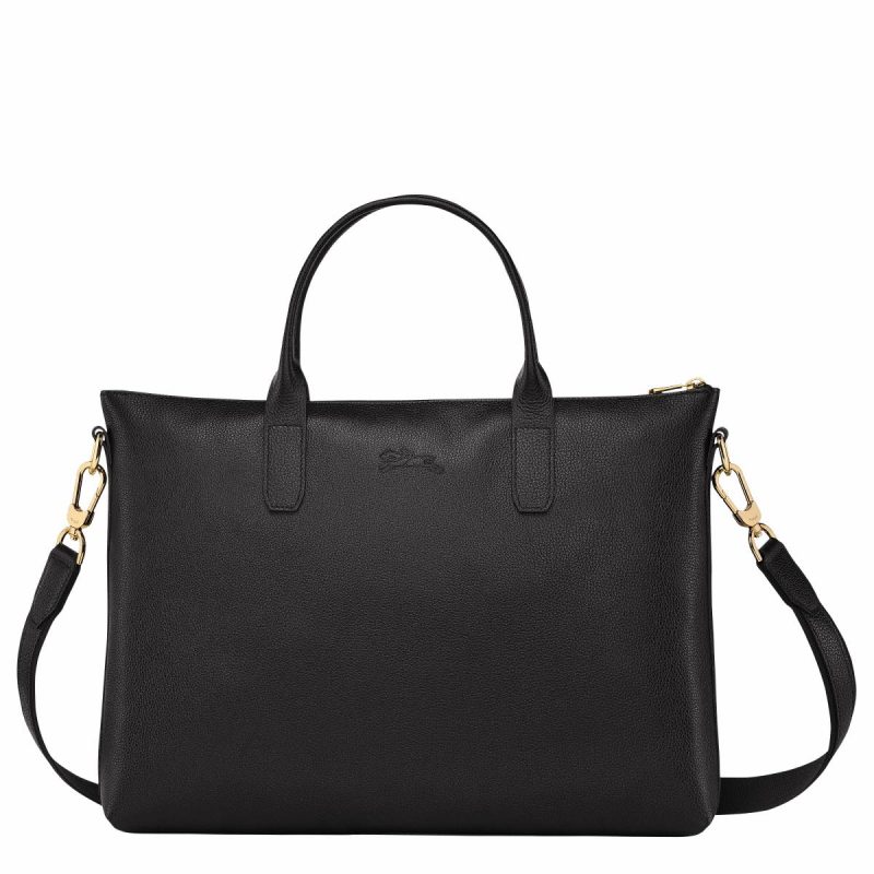 Leather Bags Longchamp Black Le Foulonné S Briefcase Black - Leather Women - Image 4