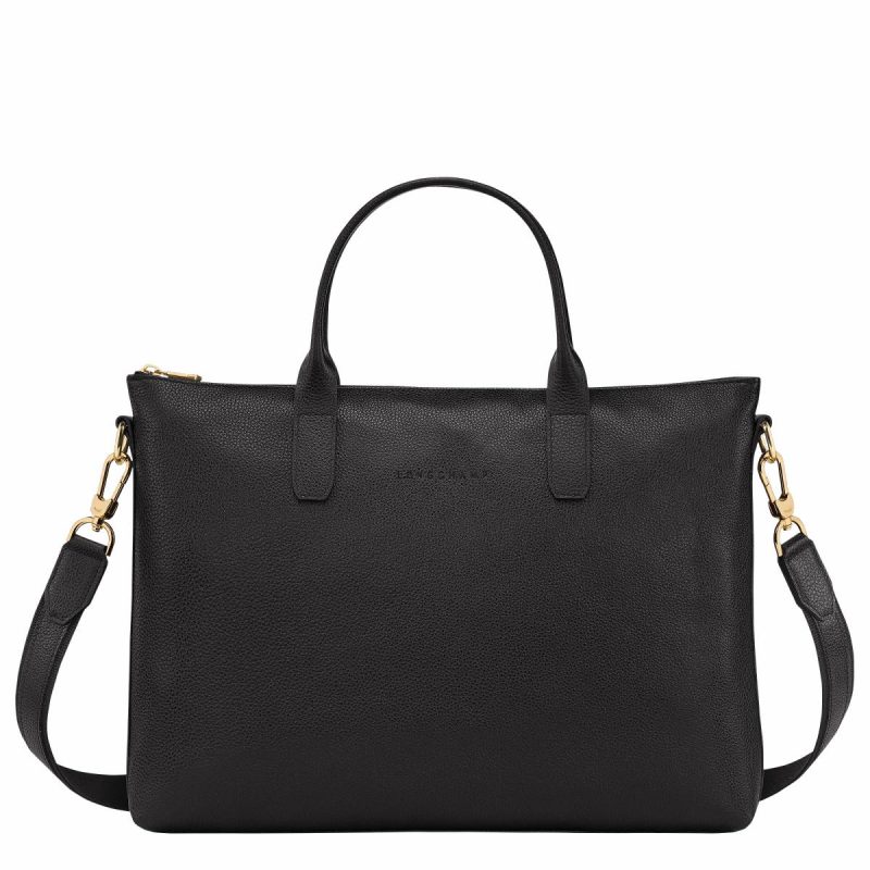 Leather Bags Longchamp Black Le Foulonné S Briefcase Black - Leather Women