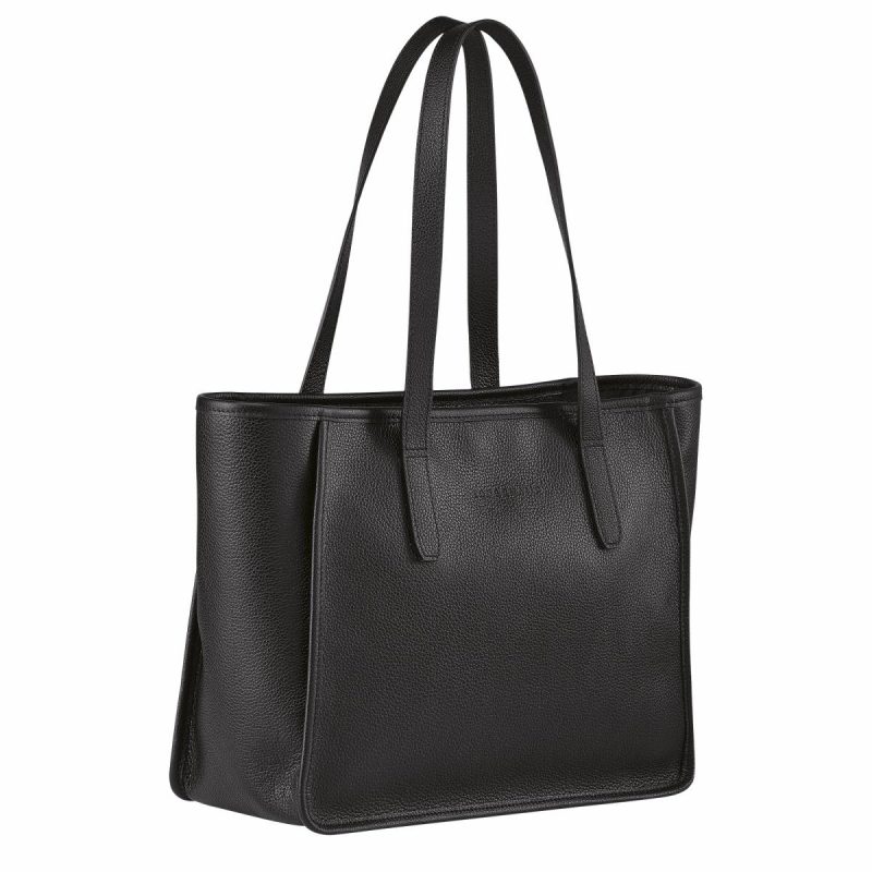 Leather Bags Women Black Longchamp Le Foulonné L Tote Bag Black - Leather - Image 3