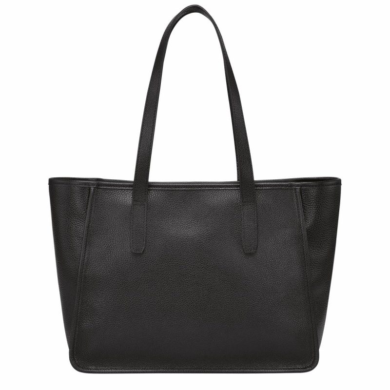 Leather Bags Women Black Longchamp Le Foulonné L Tote Bag Black - Leather - Image 4