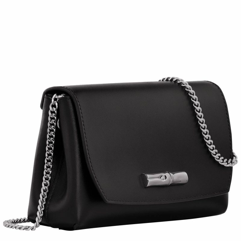 Leather Bags Women Le Roseau Clutch Black - Leather Longchamp Black - Image 3