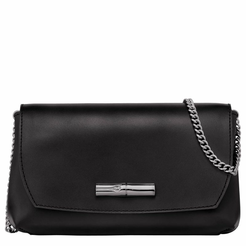 Leather Bags Women Le Roseau Clutch Black - Leather Longchamp Black