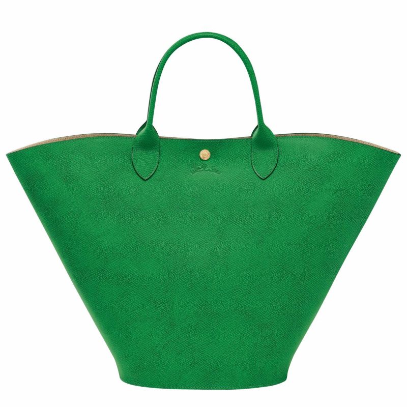 Leather Bags Women Longchamp Green Épure Xl Tote Bag Green - Leather