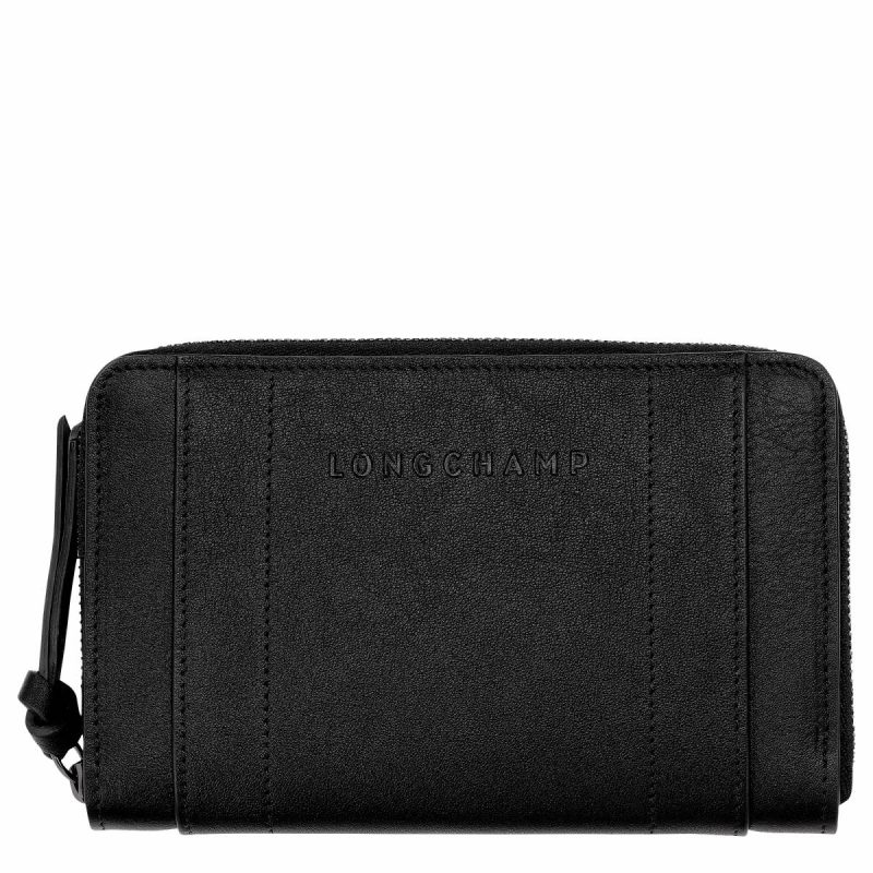 Leather Wallets Black Women Longchamp 3D Wallet Black - Leather