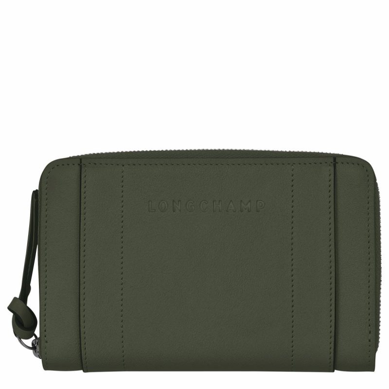 Leather Wallets Khaki Longchamp 3D Wallet Khaki - Leather Women