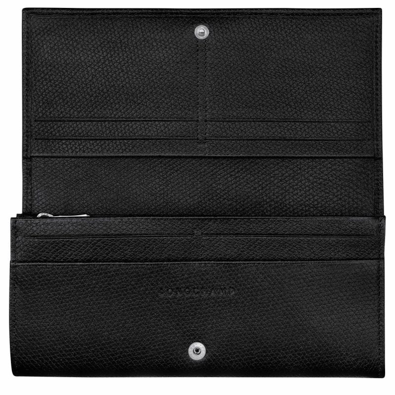 Leather Wallets Women Black Le Roseau Flap Wallet Black - Leather Longchamp - Image 2