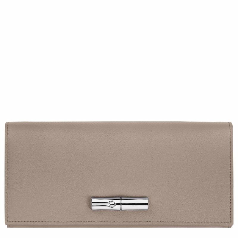 Leather Wallets Women Le Roseau Flap Wallet Clay - Leather Longchamp Clay