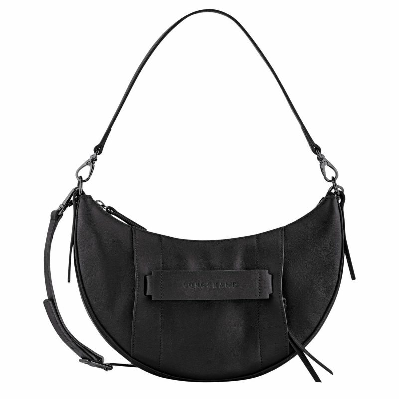 Longchamp 3D S Crossbody Bag Black - Leather Leather Bags Women Black