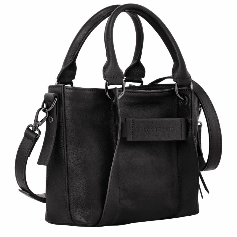 Longchamp 3D S Handbag Black - Leather Women Leather Bags Black - Image 3