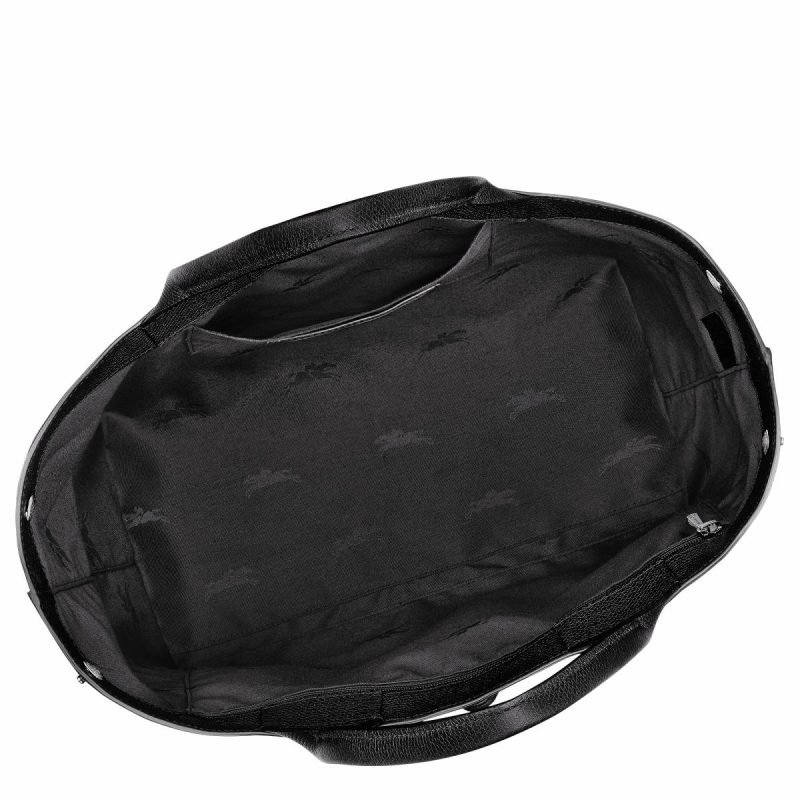 Longchamp Black Le Roseau L Handbag Black - Leather Women Leather Bags - Image 5