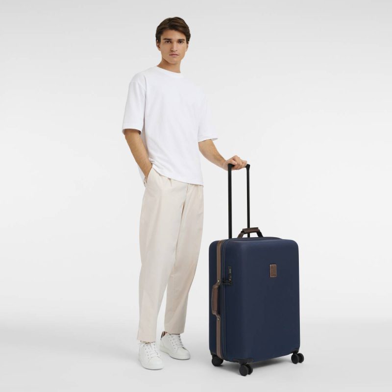 Longchamp Boxford L Suitcase Blue - Recycled Canvas Blue Women Suitcases