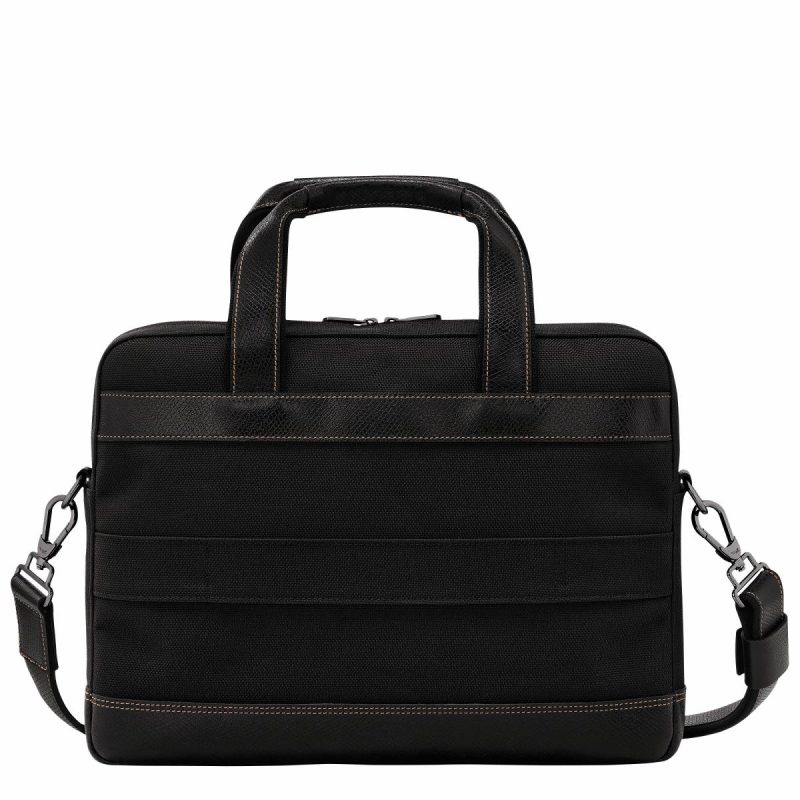 Longchamp Boxford S Briefcase Black - Recycled Canvas Black Men Briefcase - Image 3