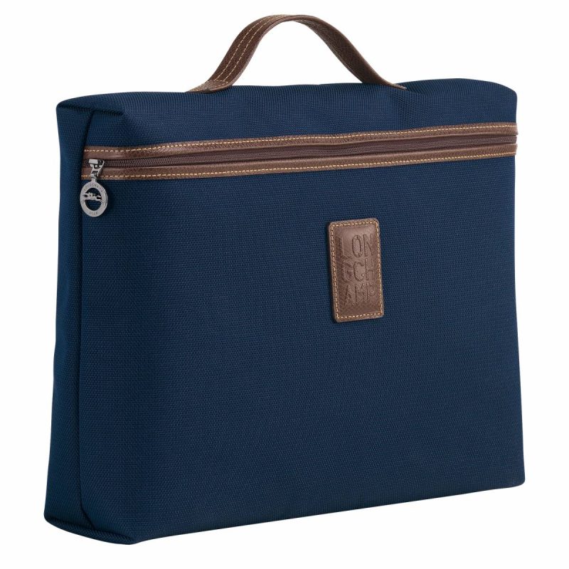 Longchamp Boxford S Briefcase Blue - Recycled Canvas Blue Men Briefcase - Image 2
