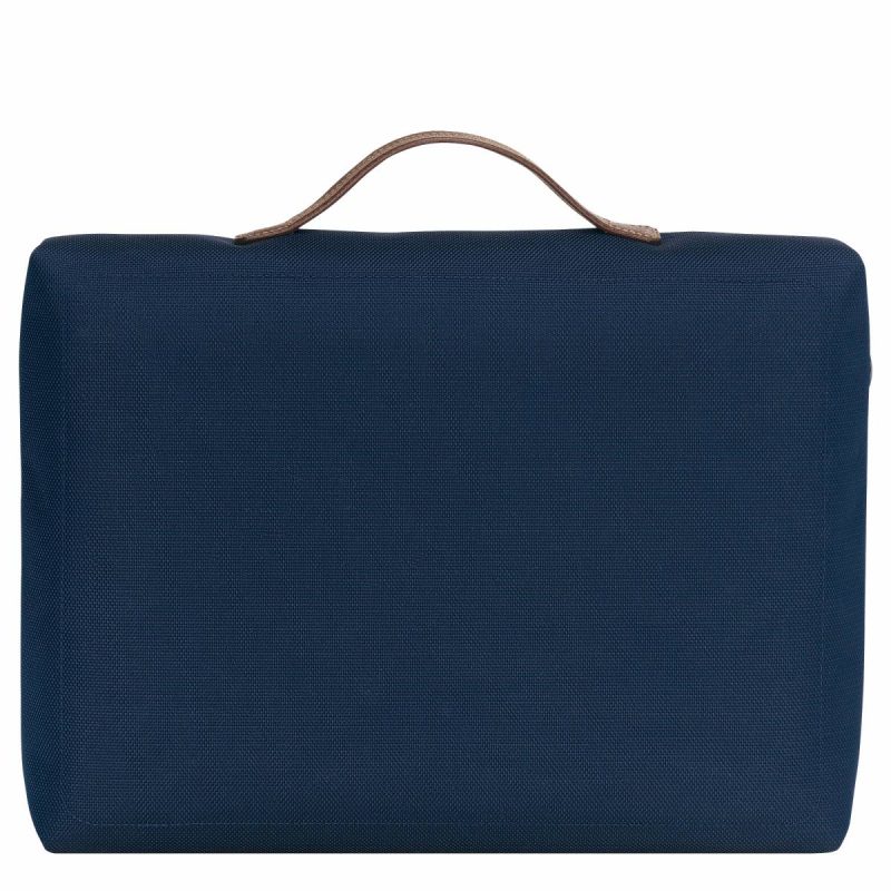 Longchamp Boxford S Briefcase Blue - Recycled Canvas Blue Men Briefcase - Image 3