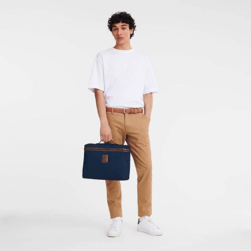 Longchamp Boxford S Briefcase Blue - Recycled Canvas Blue Men Briefcase