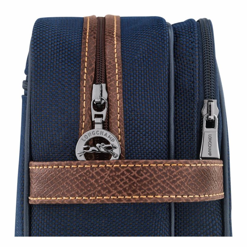 Longchamp Boxford Toiletry Case Blue - Recycled Canvas Toiletry Bags Women Blue - Image 4