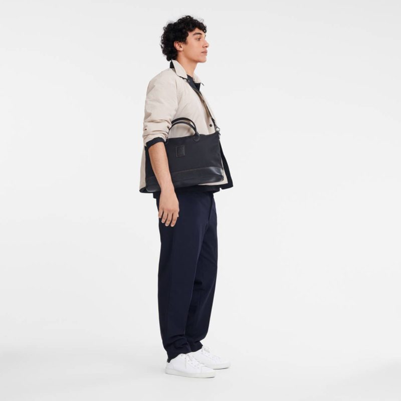 Longchamp Briefcase Black Boxford S Briefcase Black - Recycled Canvas Women