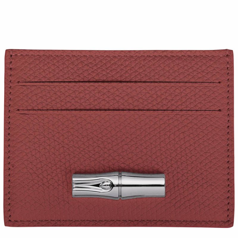 Longchamp Cardholders & Coin Purses Le Roseau Card Holder Chestnut - Leather Chestnut Women