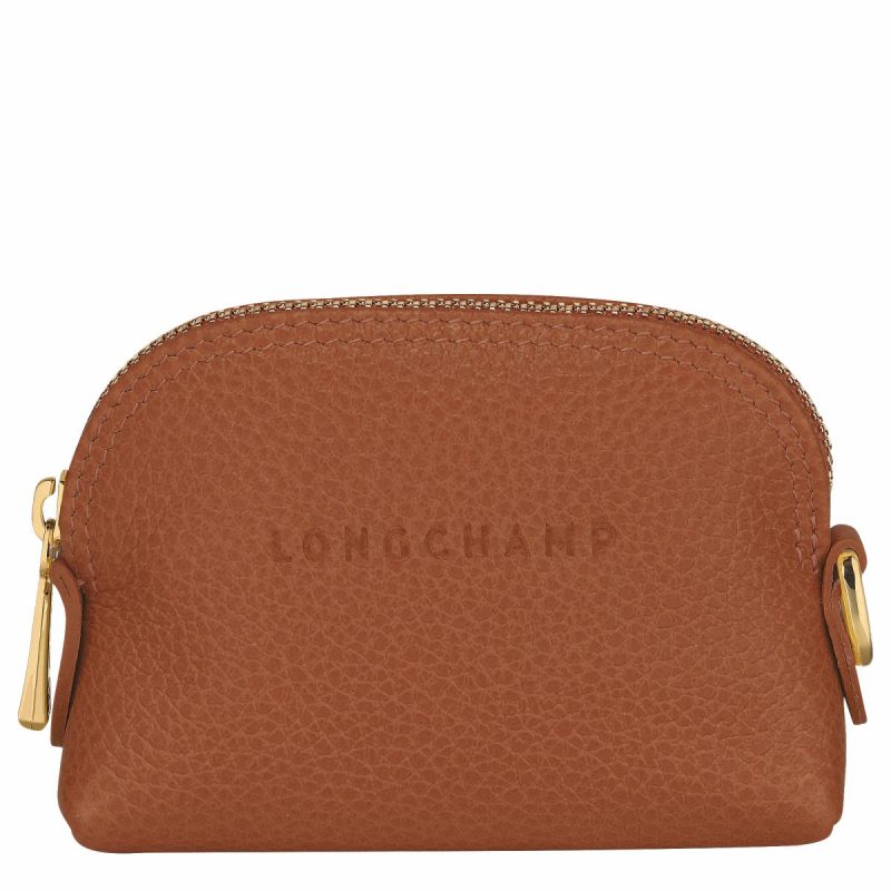 Longchamp Cardholders & Coin Purses Women Le Foulonné Coin Purse Caramel - Leather Caramel