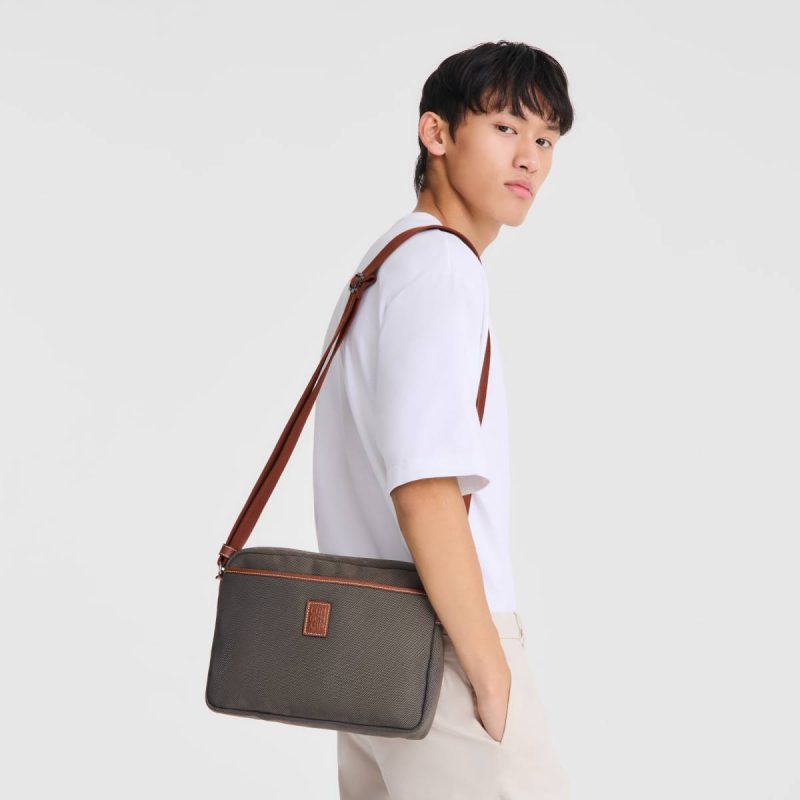 Longchamp Crossbody Bags Brown Boxford M Camera Bag Brown - Recycled Canvas Men