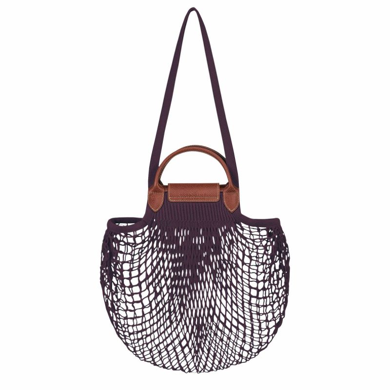 Longchamp Eggplant Le Pliage Filet L Mesh Bag Eggplant - Canvas Women Handbags - Image 4