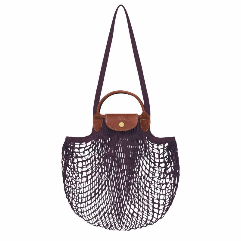 Longchamp Eggplant Le Pliage Filet L Mesh Bag Eggplant - Canvas Women Handbags