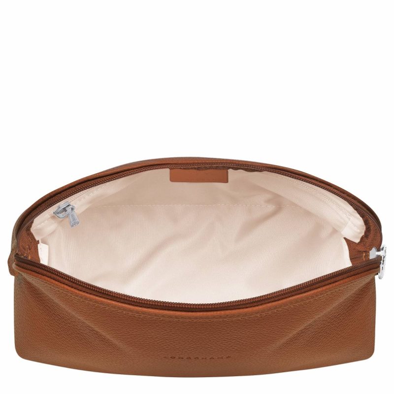 Longchamp Le Foulonné Toiletry Case Caramel - Leather Caramel Toiletry Bags Women - Image 3