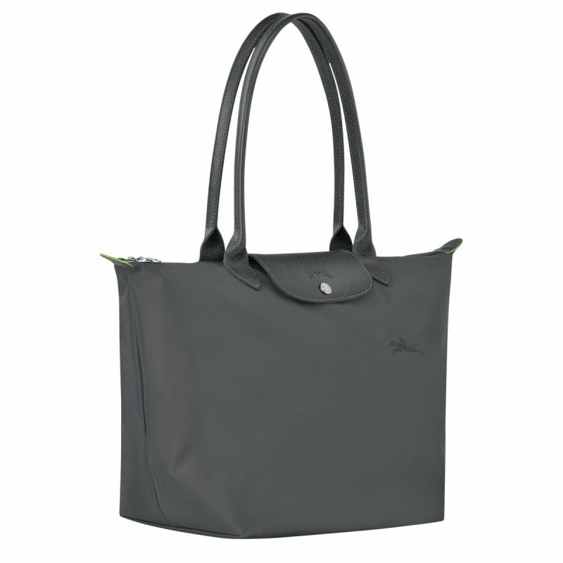 Longchamp Le Pliage Green L Tote Bag Graphite - Recycled Canvas Graphite Women Shoulder Bags - Image 2